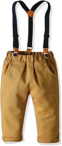 Vista 3 de Moyikiss Studio Conjunto de traje con tirantes y corbatín, para niño y bebé