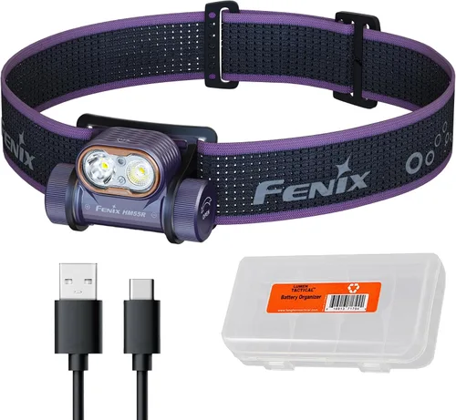 Vista 10 de Fenix HM55R linterna frontal recargable, foco de 1200 lúmenes y luz roja, ligera, larga duración, carga USB, impermeable para acampar, hacer Nebular