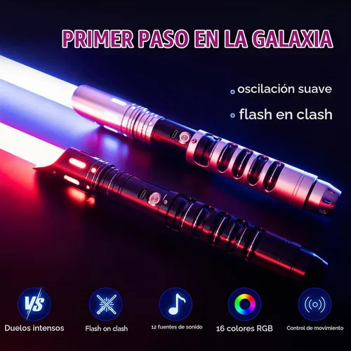 Vista 3 de CVCBSER Sable de luz de duelo, 15 colores cambiables con 12 modos de efecto de sonido, mango de metal de alta calidad, hoja resistente, sable de luz