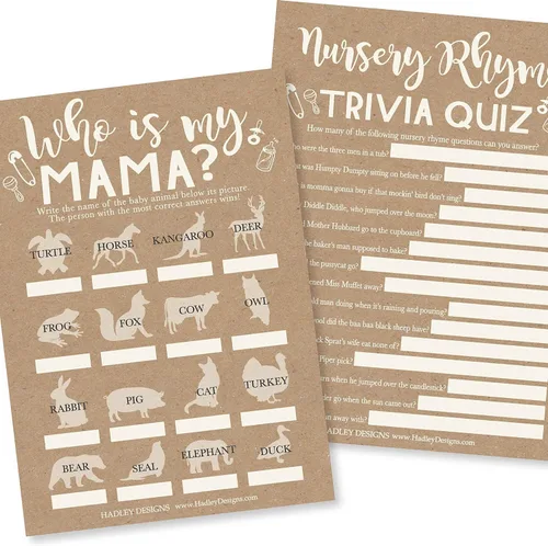 Vista 4 de Hadley Designs 25 palabras rústicas para baby shower, 25 juegos verdaderos o falsos, 25 juegos de animales para bebés, 25 juegos de rimas