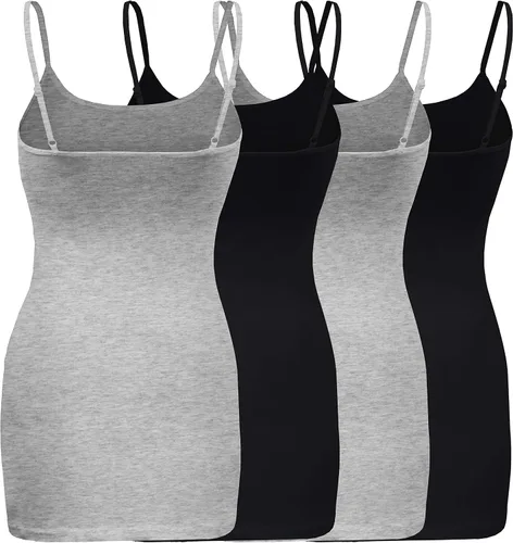 Vista 2 de ShezPretty - Camiseta sin mangas básica para mujer con tirantes tipo espagueti ajustables, 4