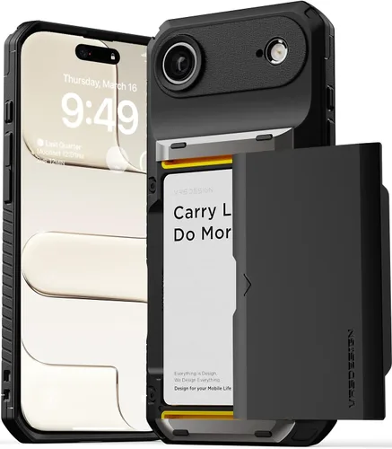 Vista 9 de VRS DESIGN Damda Glide Pro - Funda para iPhone 12 Pro Max, con [4 tarjetas] Premium Robusta [Semiautomática] Funda para tarjeta de crédito