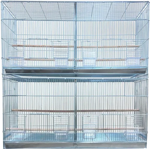 Vista 12 de Combo: Jaula de vuelo de aves galvanizada chapada en zinc apilable y bloqueo, divisor extraíble con soporte rodante