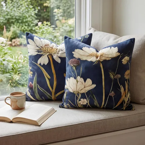 Vista 2 de Juego de 2 fundas de almohada decorativas de 18 x 18 pulgadas, fundas de Flor
