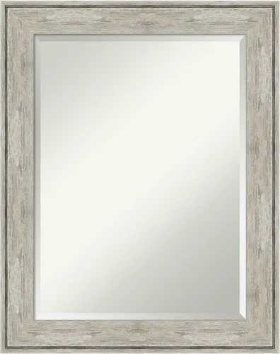 Vista 11 de Amanti Art - Espejo plateado para baño sobre lavabo, espejo de tocador rectangular metálico agrietado de 25x21, marco rústico pequeño