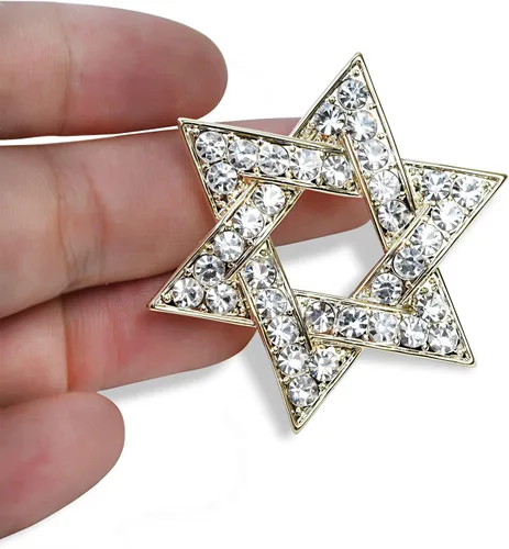 Vista 4 de VVCome Broche de estrella de David con diamantes de imitación y estrella de David, broche de solapa espiritual