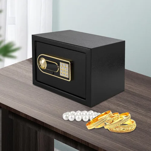 Vista 3 de Caja de seguridad pequeña, caja fuerte con contraseña digital, caja fuerte de acero para el hogar para armario, hogar, oficina, hotel para joyas