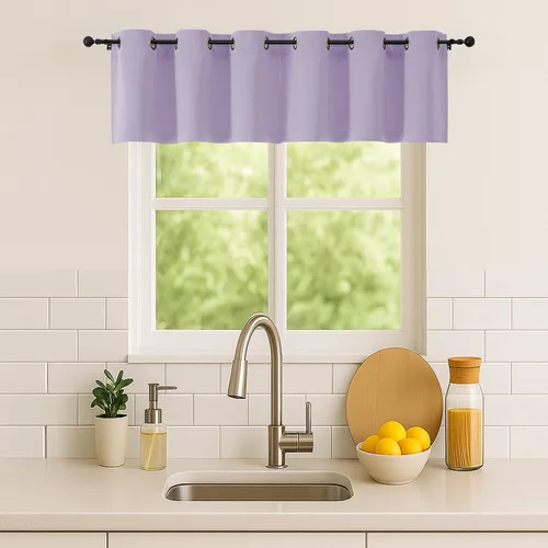 Vista 133 de Simplebrand Juego de 2 paneles de cenefa aguamarina para ventana de cocina de 14 pulgadas de largo, cortinas de oscurecimiento de habitación