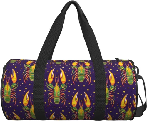 Vista 7 de Large Duffle Bag for Travel - Retro Lobster Print Gym Bag for Women Men, Travel Foldable Bags for Women Men with Zippered Multiple Pockets