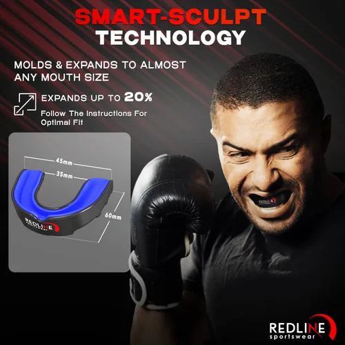 Vista 3 de Protector bucal Redline Sportswear con estuche ventilado - Protección para todos los deportes de contacto, Azul