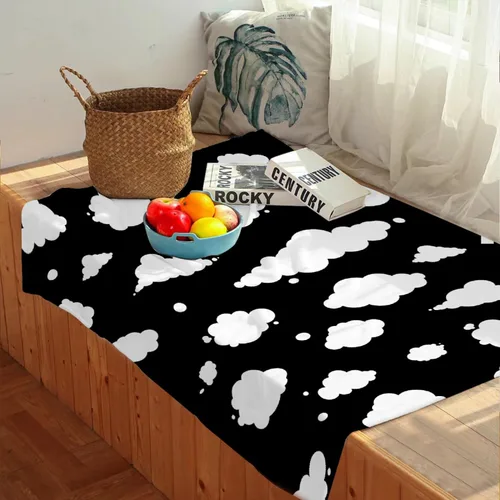 Vista 4 de Sumedha Manta de nube en blanco y negro, regalo de nube para niñas y niños, franela ligera súper suave, extra pequeña de 40 x 30 pulgadas