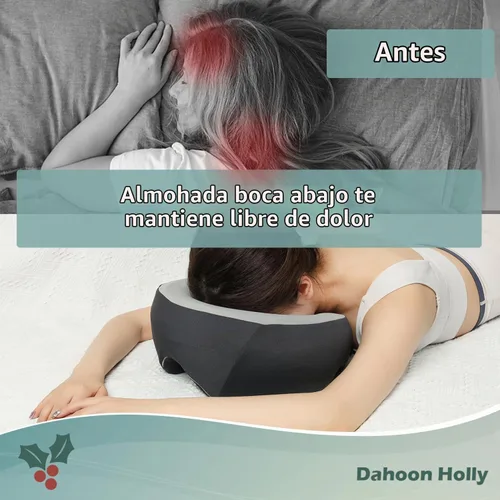 Vista 2 de Almohada ergonómica con espuma viscoelástica de primera calidad para recuperación posquirúrgica, sueño cómodo y masaje. Cuenta con correa ajustable