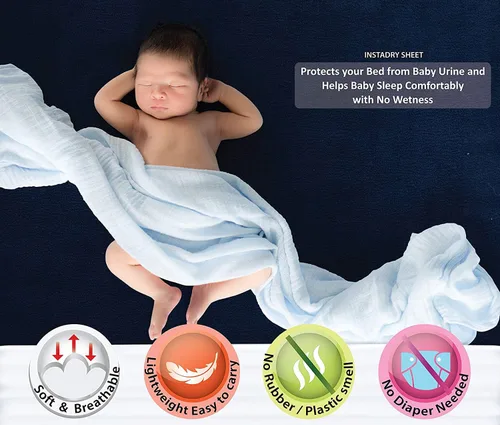 Vista 3 de Sábana seca para bebé, protector de cama resistente al agua, protector de colchón lavable e impermeable, tapete reutilizable para niños pequeños