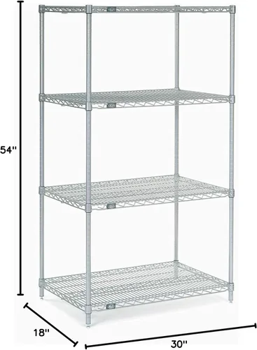 Vista 2 de Nexel ate Unidad de inicio de estantería de alambre, epoxi plateado, 30 pulgadas de ancho x 18 pulgadas de profundidad x 54 pulgadas de alto