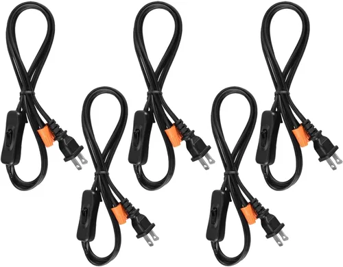 Vista 13 de GLADFRESIT Cable de lámpara con interruptor de botón, negro, 6 pies, 2 Button