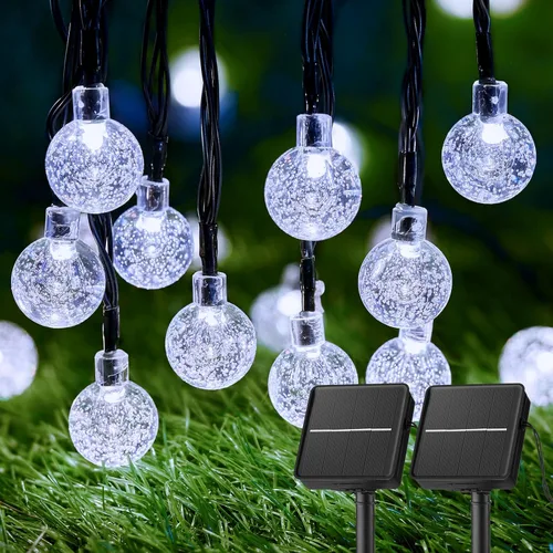 Vista 12 de Brightown Luces de Cadena Solares para Exteriores 60 LED 35.6 Pies Luces de Globo de Cristal con 8 Modos de Iluminación, Luces Solares Impermeables