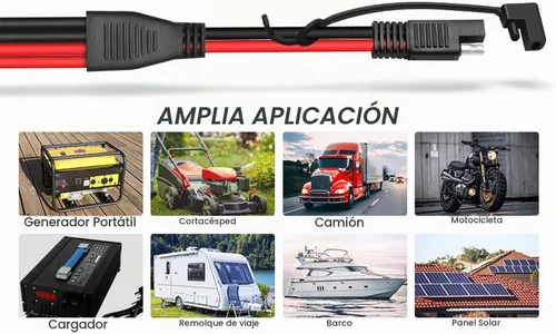 Vista 6 de Cable de conector automotriz de alimentación SAE CC de 10 AWG, divisor en Y, cable de extensión SAE 1 a 2, apto para conexión y transferencia