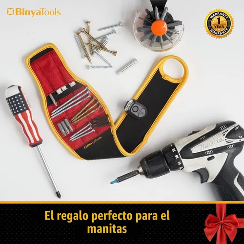 Vista 2 de BINYATOOLS Pulsera magnética para herramientas, regalo para él, soporte de tornillo magnético, soporte de muñeca mantiene tornillos, clavos, brocas