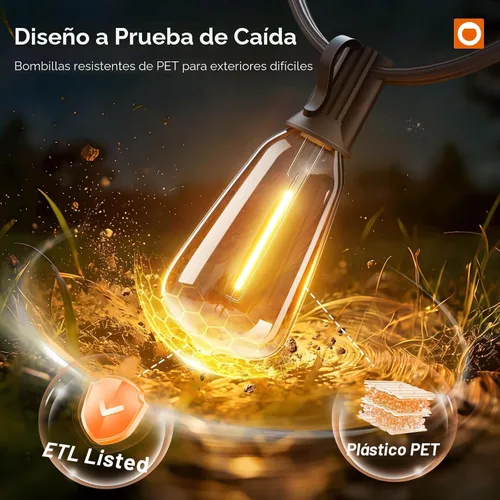 Vista 4 de addlon - Cadena de luces para exteriores de 150 pies (50 x 3) con control remoto LED Edison impermeable