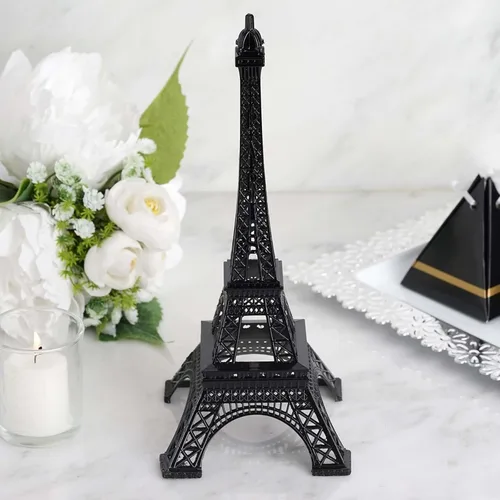 Vista 6 de Efavormart - Centro de mesa de la torre Eiffel de metal negro de 10 pulgadas, elegante decoración de la torre Eiffel negra y figura decorativa