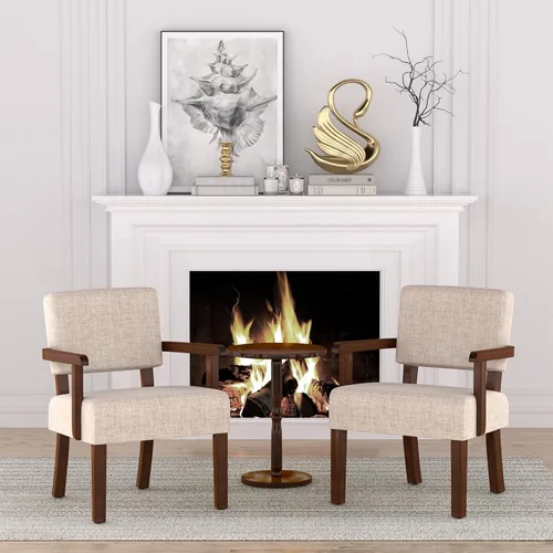 Vista 4 de FAGAGA Silla decorativa, sillas de sala de estar de gran tamaño con asiento suave y reposabrazos para salas de estar y comedor