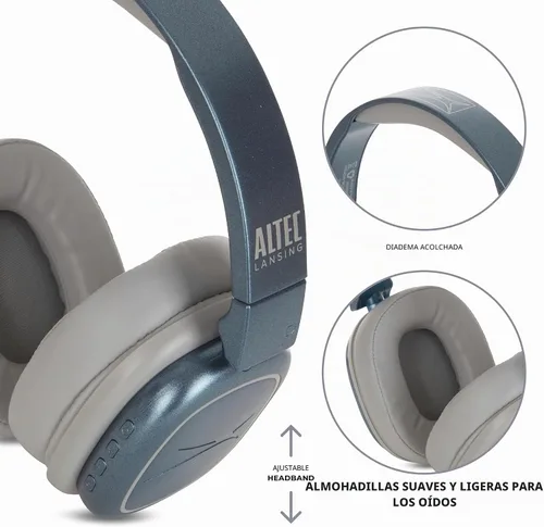 Vista 4 de Altec Lansing Nanophones ANC 2.0, auriculares inalámbricos Bluetooth con cancelación de ruido, batería de 30 horas, diseño plegable, carga USB-C