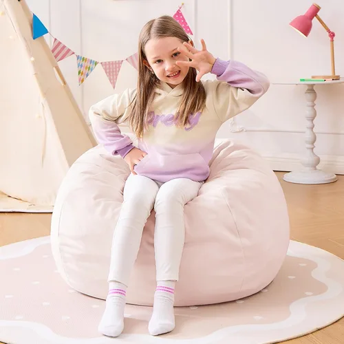 Vista 21 de Puf para niños – Silla redonda de espuma viscoelástica de 2.5 pies – Sofá puff para niños y adolescentes con funda de microfibra suave – Sofá