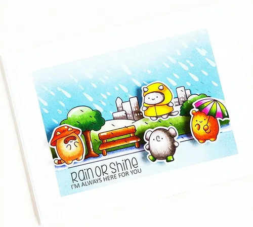 Vista 6 de Juego de sellos y troqueles transparentes de paisajes lluviosos y nevados para hacer tarjetas, plantillas de corte para álbumes de recortes, álbum