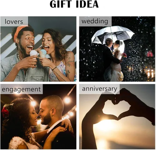 Vista 5 de Juego de anillos de acero inoxidable para parejas personalizado para él y ella, amor real, collares de compromiso, boda, día de San Valentín