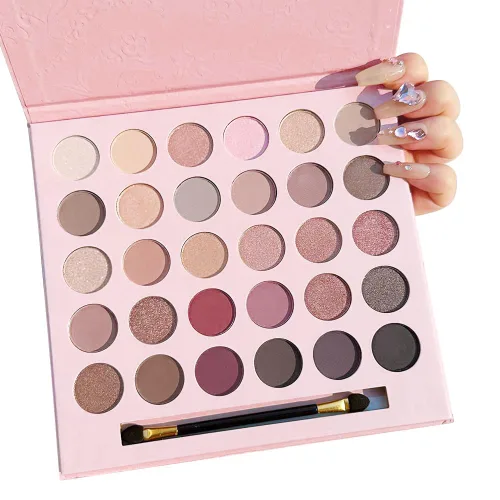 Vista 12 de SUAKE Paleta de sombras de ojos rosa nude, mate y brillante, alta pigmentación, 20 colores, marrón y morado para maquillaje de ojos, paleta