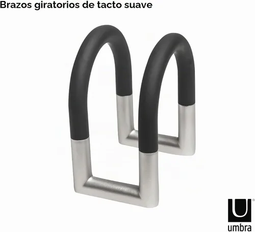 Vista 7 de Umbra servilletero giratorio Metal, spring mechanism, adjustable arms, space saving storage, modern design, easy to use, recycled plastic