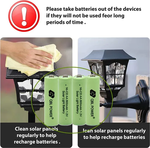 Vista 13 de QBLPOWER Ni-CD AA 800mAh 1.2V batería recargable para luces solares al aire libre lámpara jardín patio césped (8 piezas)