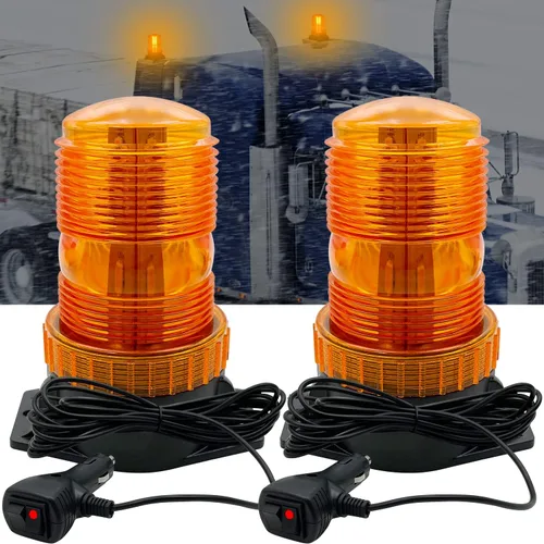 Vista 8 de Luz estroboscópica LED, luces intermitentes de seguridad de emergencia de 12 V-24 V con cable magnético y cable recto de 16.4 pies para vehículo