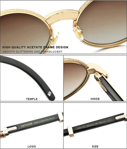 Vista 2 de HEPIDEM 100% Really Buffalo Horn Lujo 720pcs Diamantes BUffs Gafas de sol 7550179
