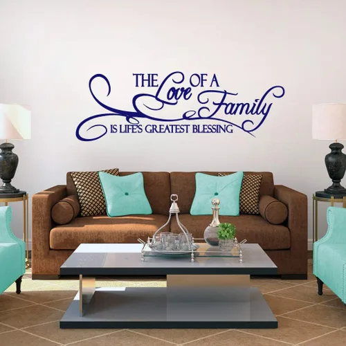 Vista 14 de Vinilo decorativo de pared The Love of A Family, pared de habitación familiar, sala de estar, cita de pared de la familia es la mayor bendición