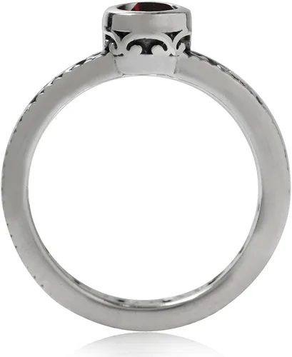 Vista 3 de Silvershake Anillo de filigrana apilable de plata de ley 925 con piedra natal auténtica, estilo eternidad