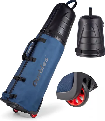 Vista 8 de Bolsa de viaje de golf con parte superior rígida de ABS – Bolsa de golf con tela impermeable 1680D, acolchado de 0.276 in y ruedas – Accesorios