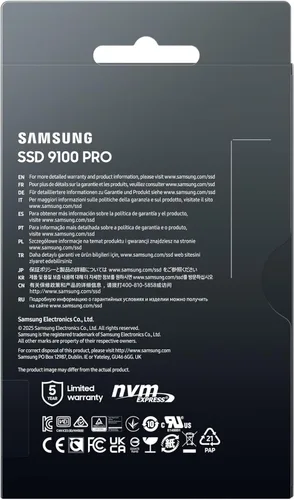 Vista 9 de Samsung SSD 9100 PRO 1TB, PCIe 5.0x4 M.2 2280, hasta 14,700MB/s