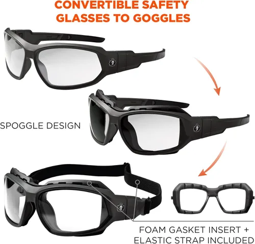 Vista 4 de Ergodyne Skullerz Loki - Juego de gafas de seguridad antiempañantes convertibles, mate