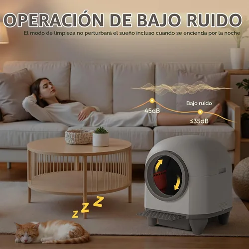 Vista 10 de GUNJI Caja de arena autolimpiante - 90L, control de aplicación, seguridad Gris