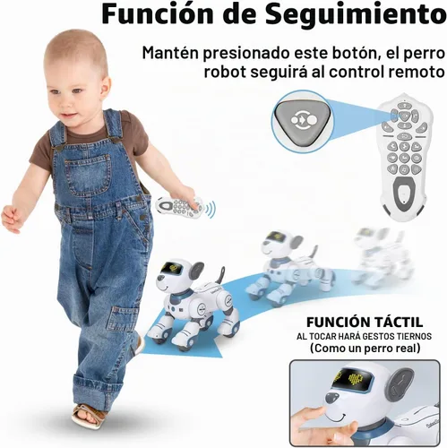 Vista 3 de Perro Robot de Juguete con Control Remoto: Perro Robótico Programable para Niños, Perro Robot Interactivo Inteligente, Mascota Robot que Baila
