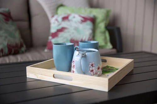 Vista 8 de Bandeja de madera/bandejas de madera Cajas cuadradas con asas - Sin terminar y pequeñas Para materiales Montessori, manualidades para pintar