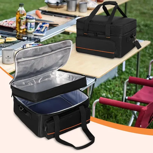 Vista 7 de Bolsa de transporte de parrilla de doble capa samdew, funda para parrilla compatible con Ninja GR101 Sizzle sin humo para interiores y plancha