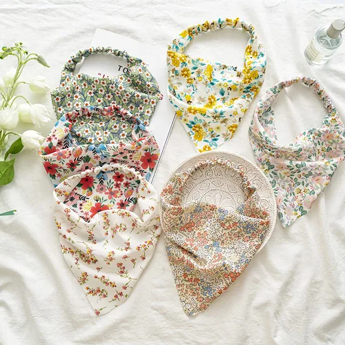 Vista 19 de Pañuelo elástico para el cabello, bandanas para el cabello, bufanda de lunares para mujeres y niñas (flor de satén retro)