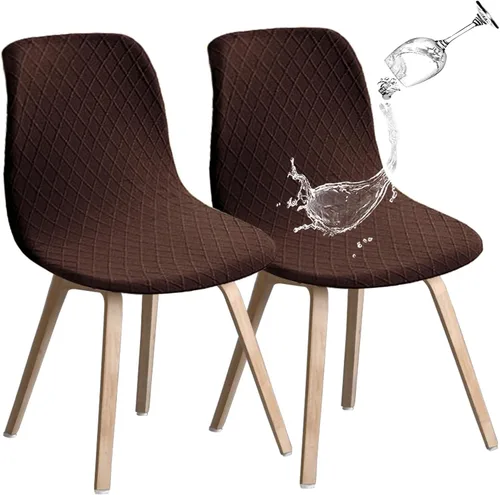 Vista 32 de Juego de 2 fundas de jacquard para silla, elásticas, impermeables, escandinavas, para sillas de comedor, lavables, modernas, fundas de asiento