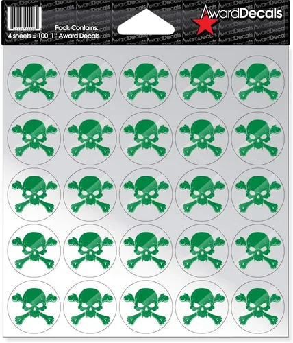 Vista 10 de Award Decals calcomanía de calavera y huesos cruzados (100 unidades)