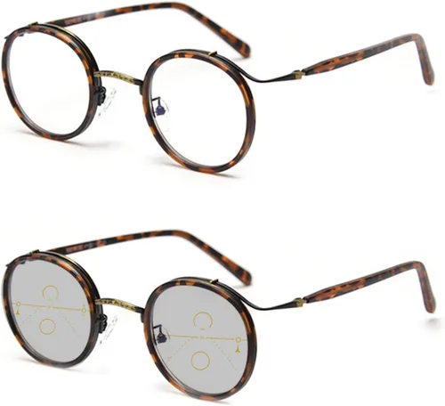 Vista 8 de COTIA Gafas de lectura de transición fotocrómicas progresivas multienfoque lector para hombres/mujeres gafas redondas clásicas