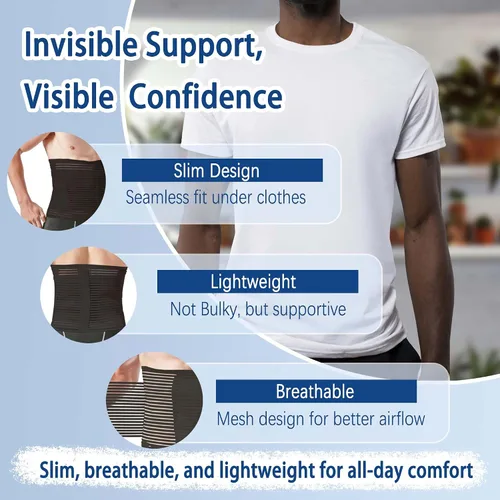 Vista 7 de Reian Faja Abdominal para Postcirugía y Recuperación Posparto, Cinturón de Soporte para Hernia Abdominal para Mujeres y Hombres (Negro, Mediano)