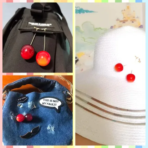 Vista 5 de Ling's Selection preciosos aretes de cereza exquisitos broches colgantes accesorios un par