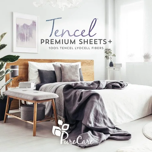 Vista 2 de PureCare Elements Cool Touch - Juego de sábanas con 100 % Tencel, esquinas de ajuste preciso y fundas de almohada envolventes, tamaño individual XL